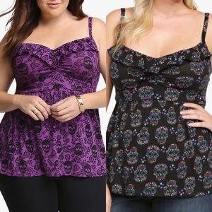 Torrid Skull Print Babydoll Tanks (SIZE 3)